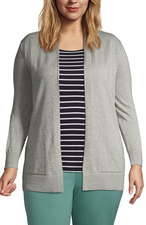 Shop Lands' End Plus Size Long Sleeve Open Long Cardigan Sweater In Gray Heather