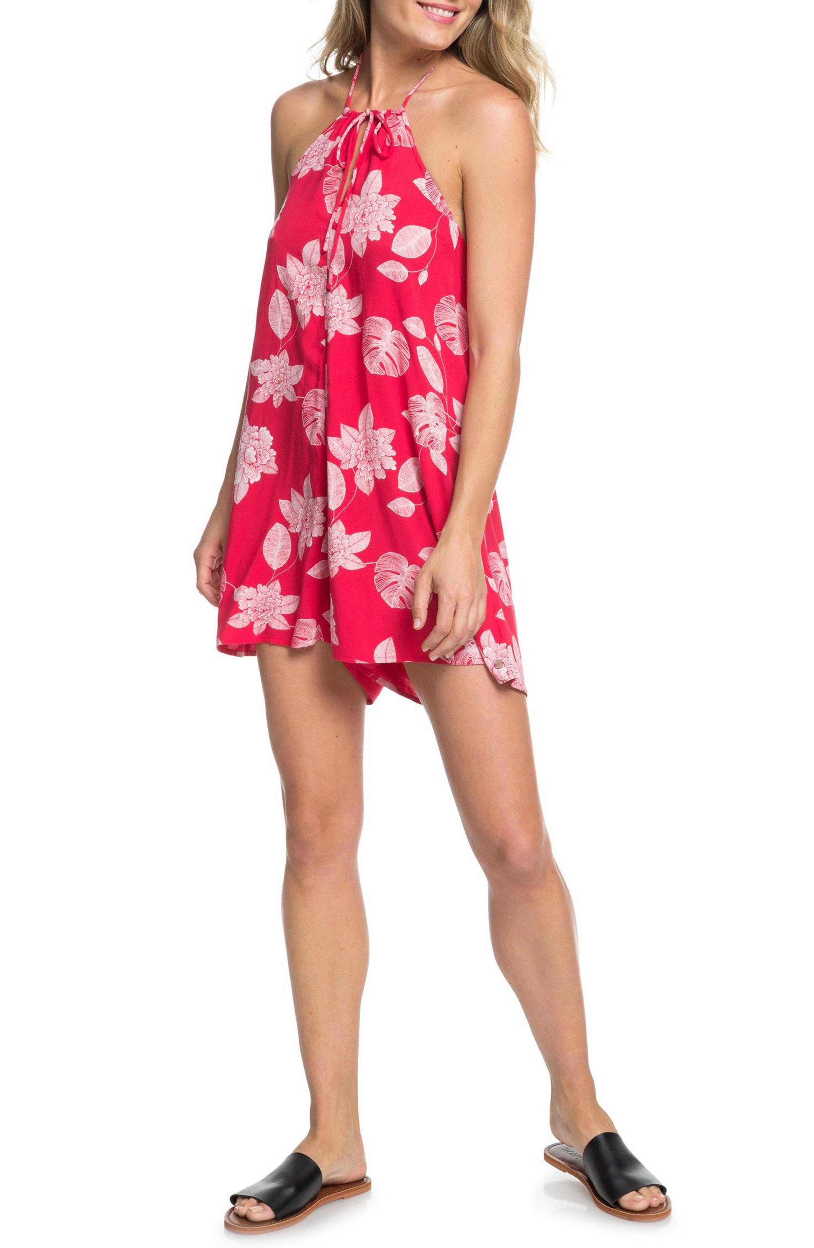 Roxy Yellow Sunday Halter Romper, Pink