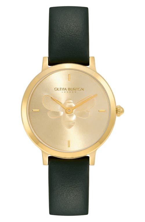 Olivia Burton Signature Bees Leather Strap Watch