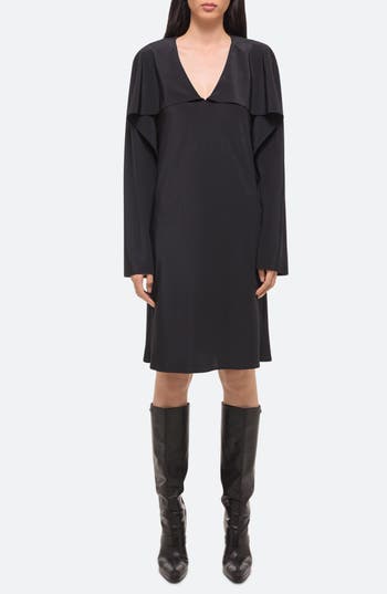 Helmut Lang Silk Shift Dress With Scarf In Black
