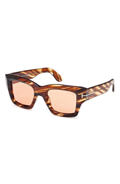 Shop Tom Ford Ilias 50mm Square Sunglasses In Shiny Amber/terracotta