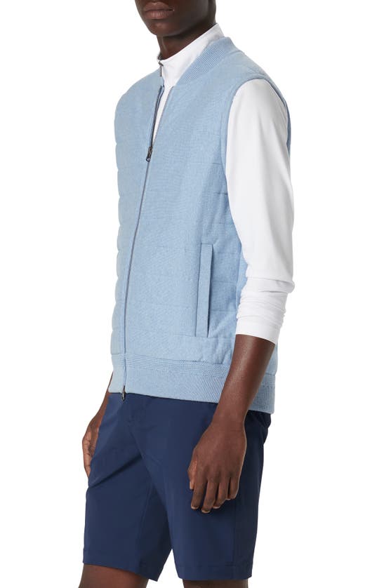 Shop Bugatchi Cotton Zip-up Sweater Vest In Air Blue
