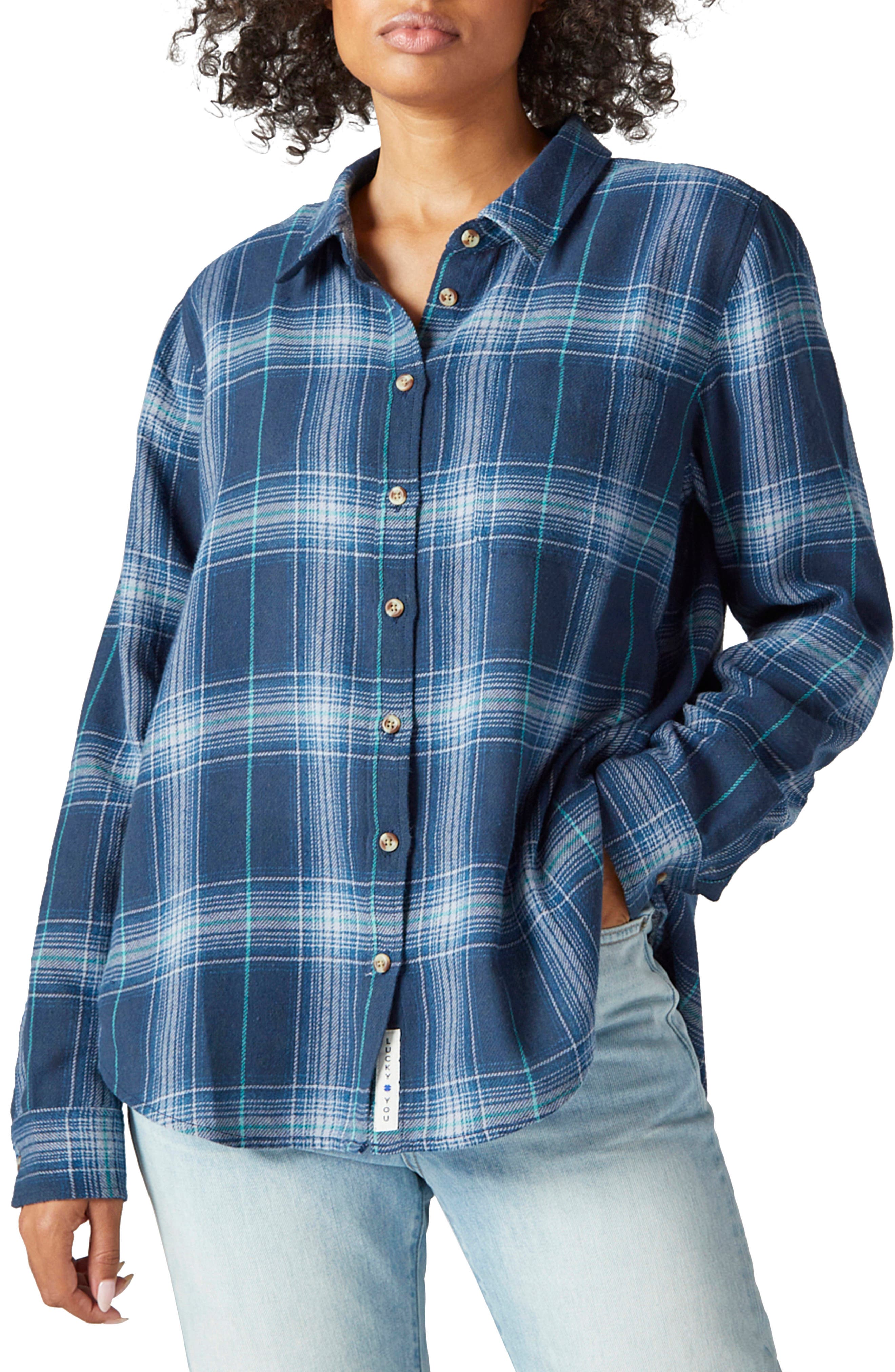 Lucky Brand The Plaid Boyfriend Button 