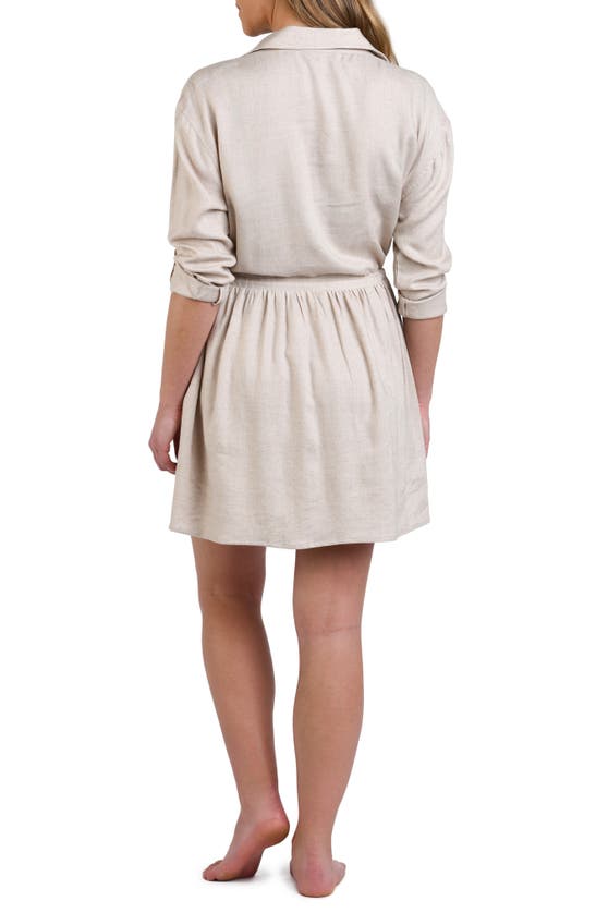 Shop La Blanca Delphine Cover-up Shirtdress In Taupe