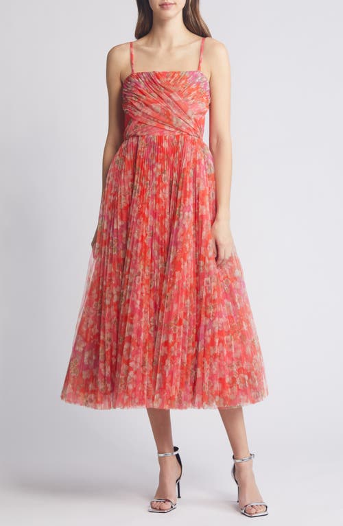 Quinn Pleated Midi Cocktail Dress in Mixed Bouquet Floral