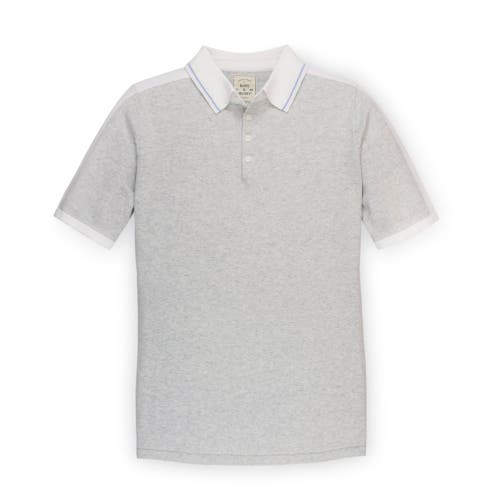 Shop Hope & Henry Mens' Short Sleeve Sweater Polo In Light Gray Heather Colorblock