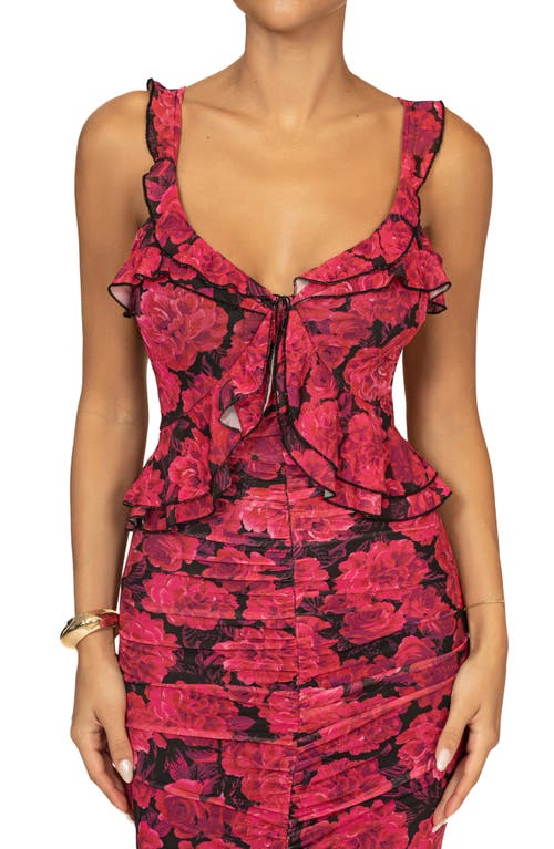 Jluxlabel La Costa Ruffle Stretch Mesh High-low Dress In Pink