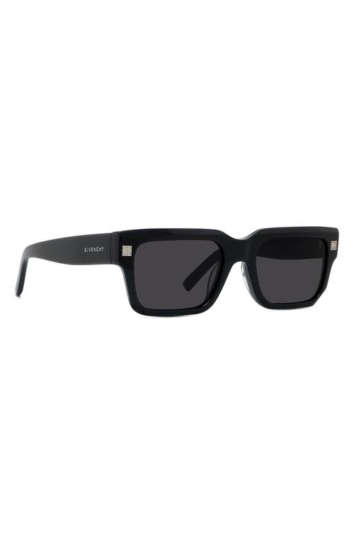 Shop Givenchy Gv Day 53mm Square Sunglasses In Shiny Black/smoke