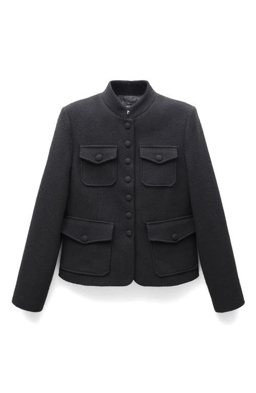 Shop Mango Patch Pocket Tweed Jacket In Black