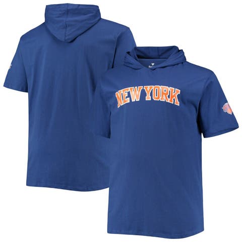 Men's Fanatics Branded Blue New York Knicks Contrast Pieced Pullover Hoodie