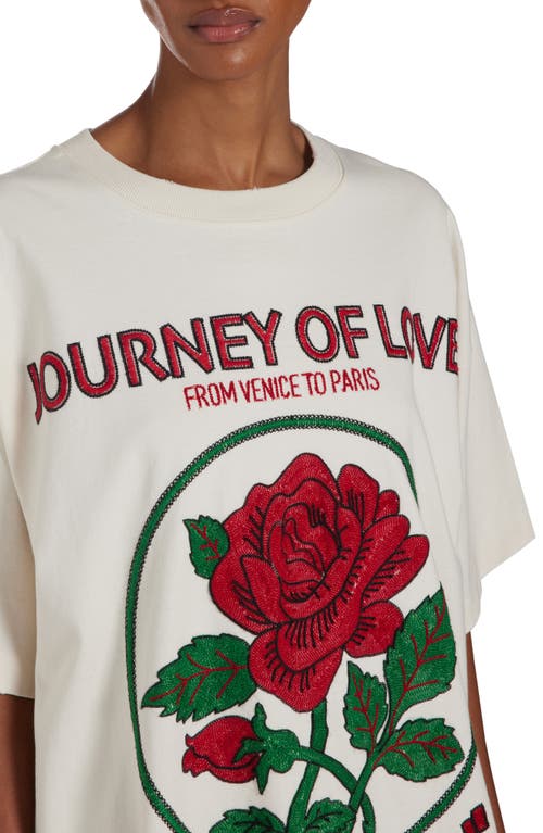 Shop Golden Goose Journey Of Love Embroidered T-shirt Dress In Heritage White/multicolor