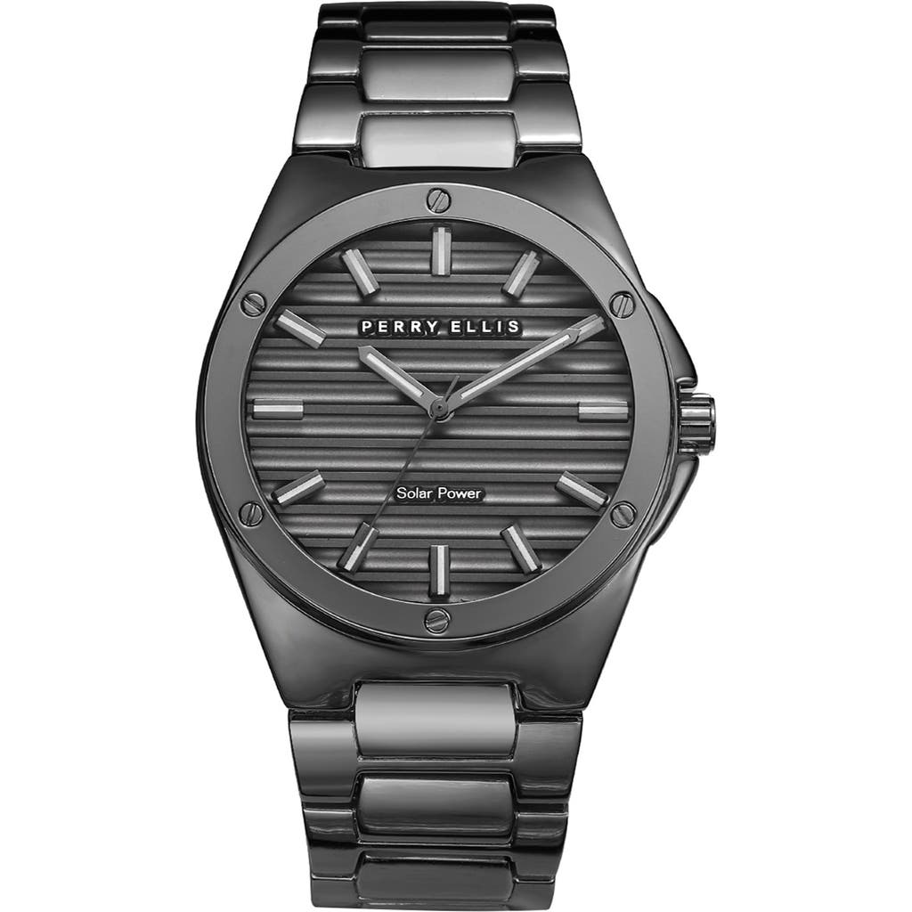 Perry Ellis Solar Powered Quartz Bracelet Watch, 41mm In Gunmetal