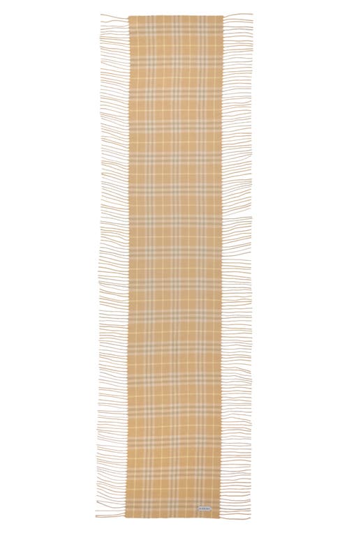 burberry Check Fringed Cashmere Scarf in Flax at Nordstrom