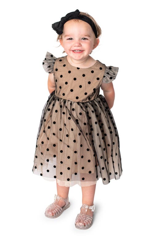 Popatu Kids' Polka Dot Velvet & Tulle Dress In Black