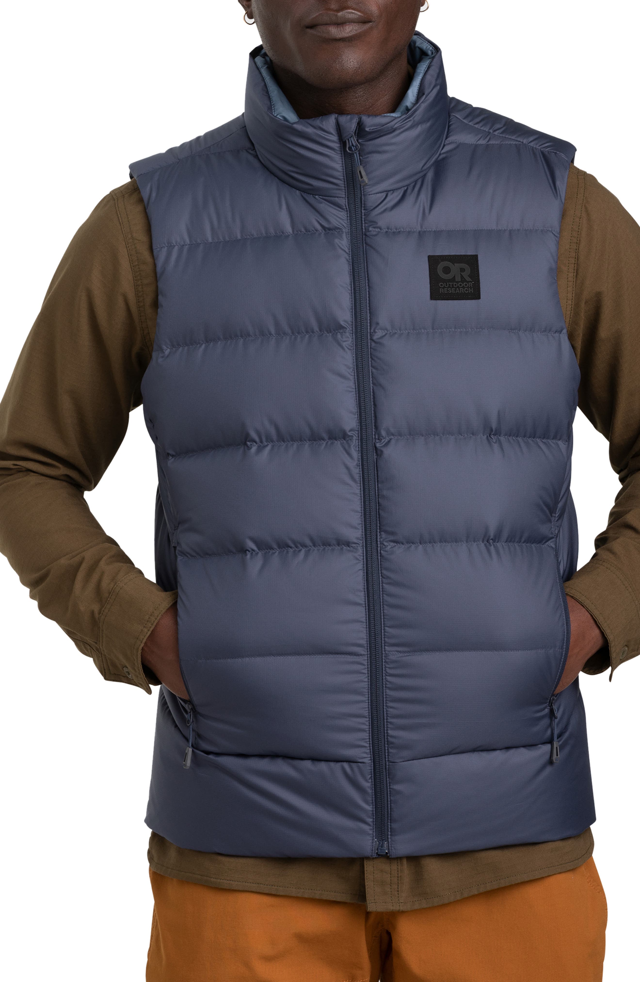 mens puffer vest blue