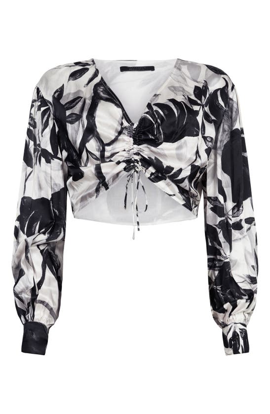 Allsaints Carlie Jackie Floral Cropped Blouse In Ecru White