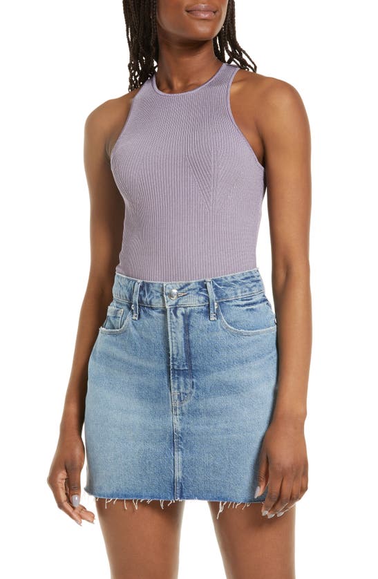 Good American Rib Sleeveless Bodysuit In Dusty Violet001