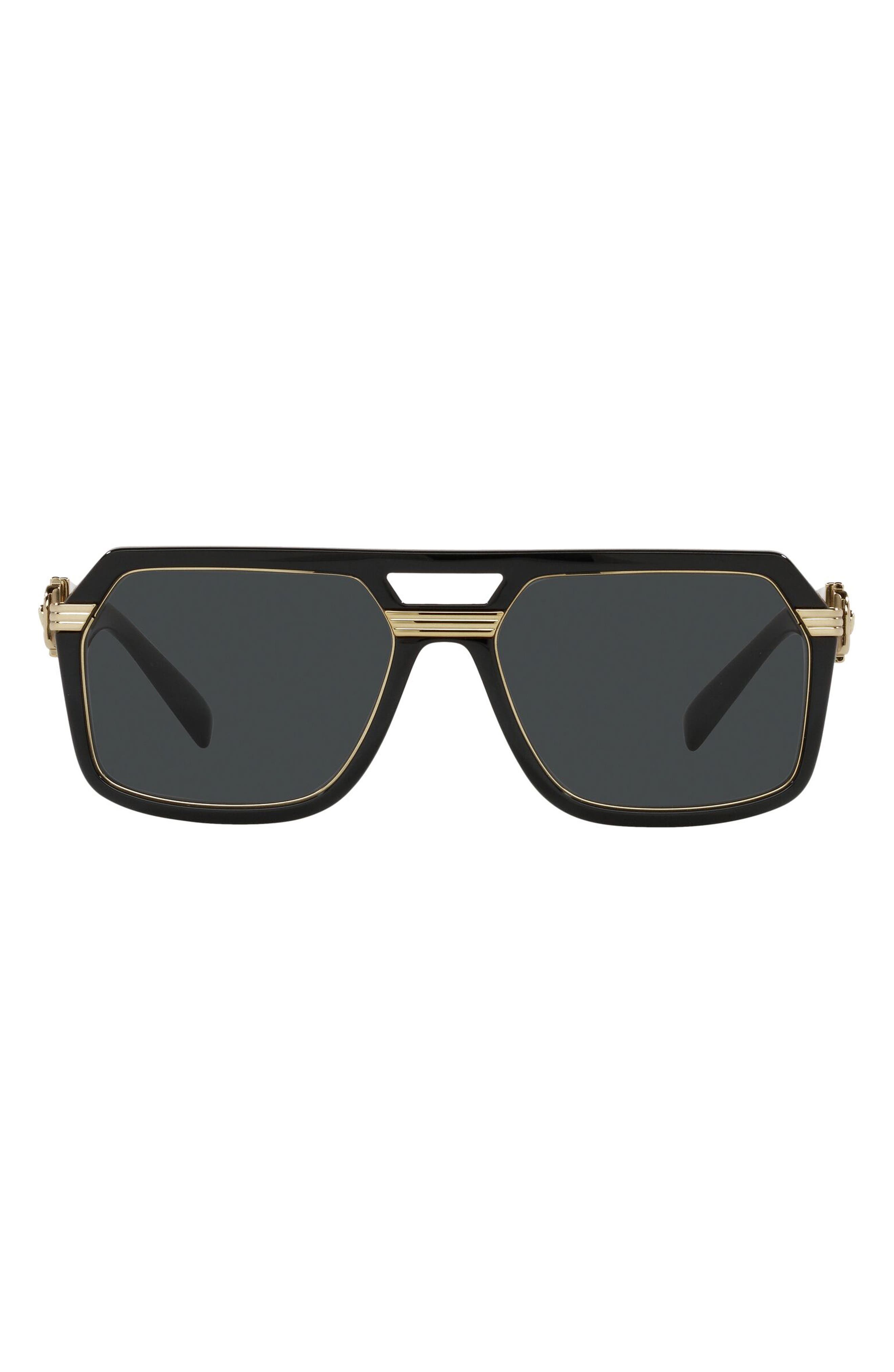 Versace 58mm Aviator Sunglasses in Black/Dark Grey at Nordstrom
