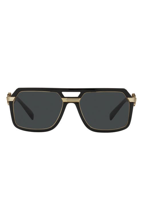 Versace 58mm Aviator Sunglasses In Black/dark Grey