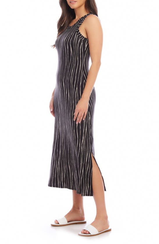 Shop Karen Kane Stripe Sleeveless Midi Dress In Black Print
