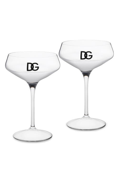 Shop Dolce & Gabbana Dolce&gabbana Dg Logo Set Of 2 Champagne Glasses In Natural