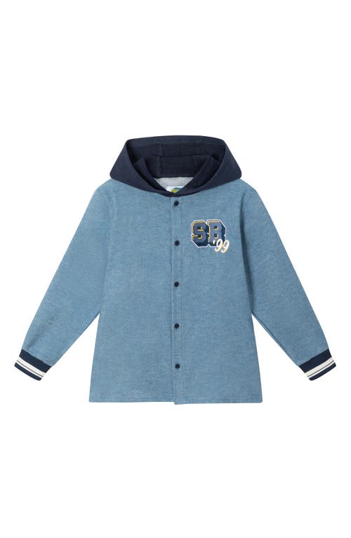 Shop Andy & Evan Kids' Embroidered Hooded Shacket In Navy