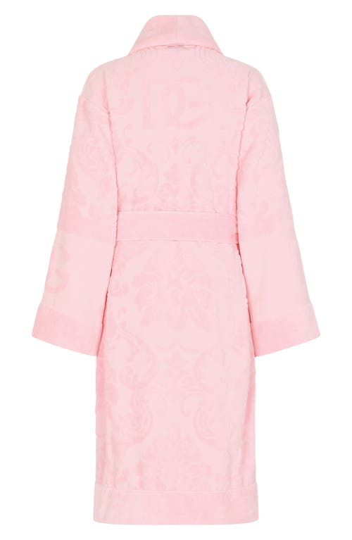 Shop Dolce & Gabbana Dolce&gabbana Logo Jacquard Cotton Terry Robe In Pink