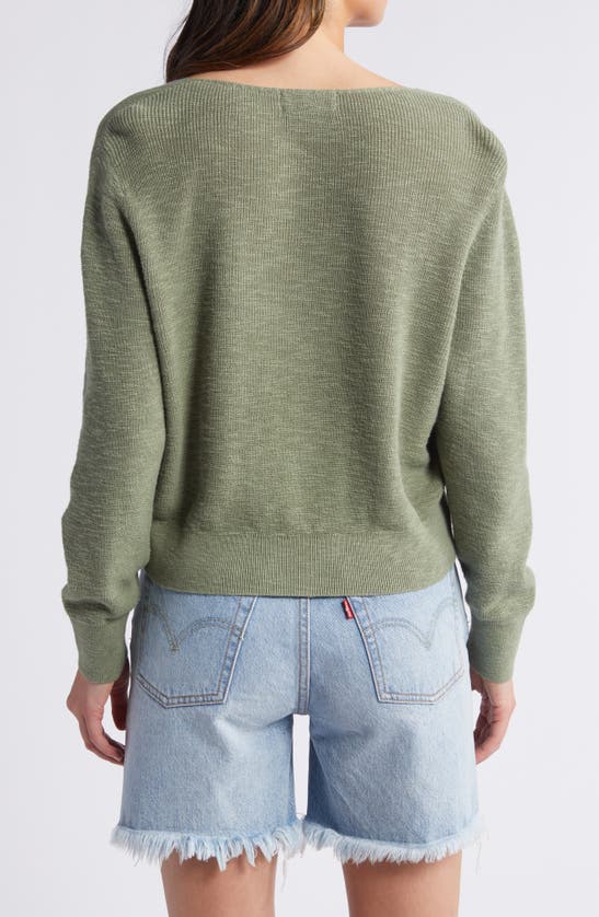 Shop Treasure & Bond Shrunken Cotton & Linen Sweater In Olive Acorn