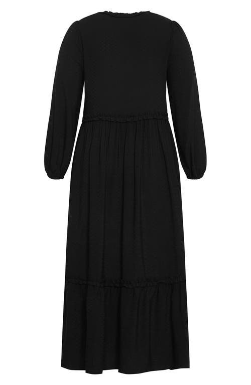 Shop City Chic Gaia Long Sleeve Tiered Maxi Dress In Black