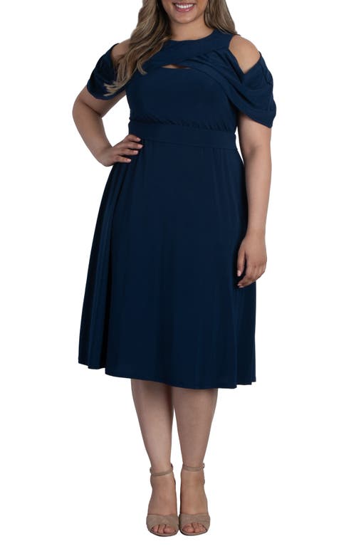 Kiyonna Daring Darcy Cold Shoulder Cutout Midi Dress Nouveau Navy at Nordstrom,