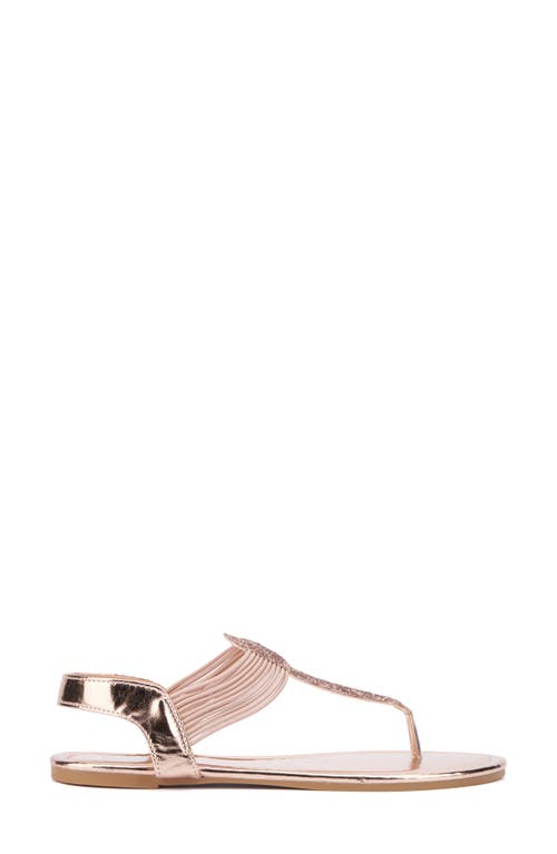 New York And Company Freya T-strap Flat Sandal In Rose Gold