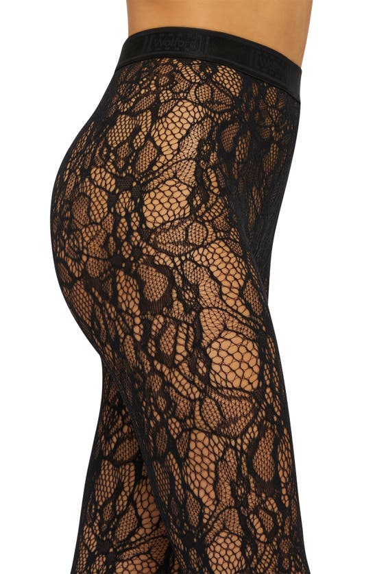 Shop Wolford Floral Net Tights In Black