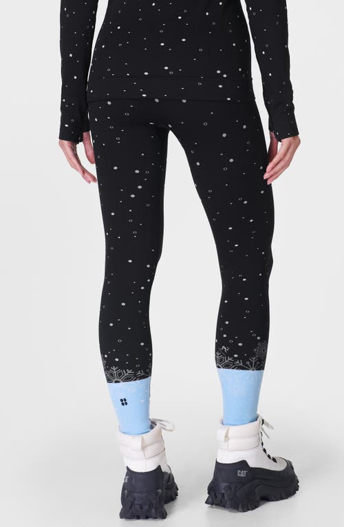 Sweaty Betty Snowflake Jacquard Base Layer Leggings In Blue Snowflake Jacquard