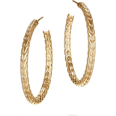 John Hardy Classic Chain 18K Gold Medium Hoop Earrings