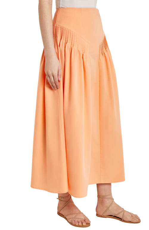 Misook Godet Pleated Maxi Skirt In Peach Blossom