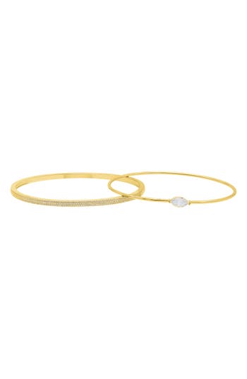 Adornia Set Of 2 Cubic Zirconia Stacking Bracelets In Gold
