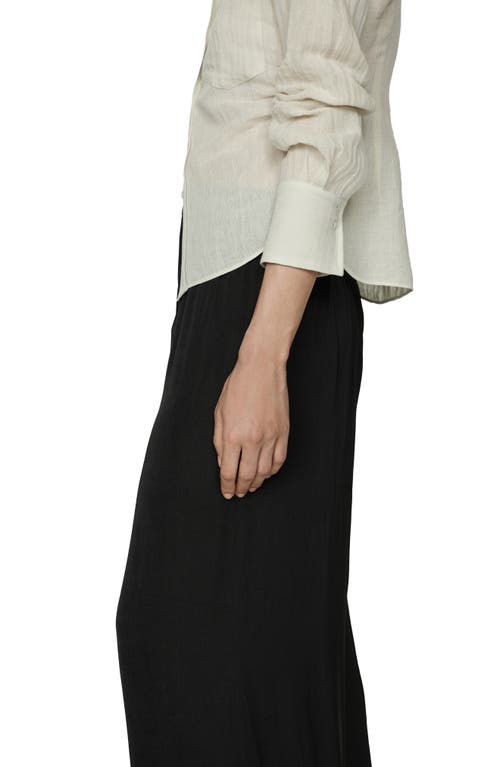 Mango Pleated Linen Blend Wide Leg Pull-on Pants In Black