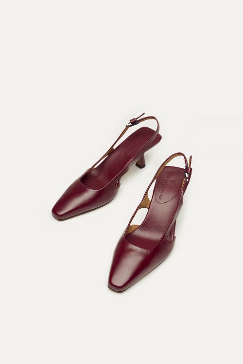 Want Les Essentiels De La Vie Want Les Essentiels Holton Smooth Leather Slingback Heels In Dark Cherry