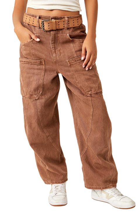 Fashion Bug Stretch Brown Belted Capri Cargo Pants Plus Size 16