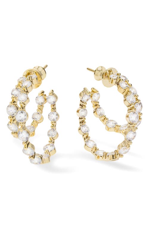 Melinda Maria She's an Icon Double Hoop Earrings in Gold-White 