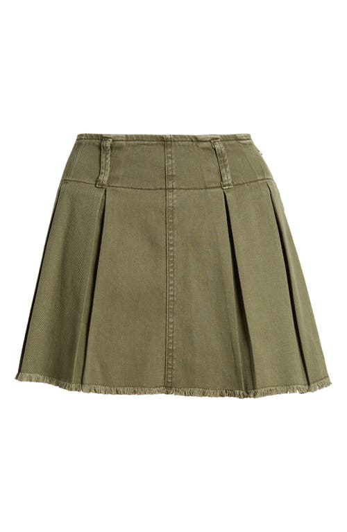 Shop Bp. Pleated Fray Hem Denim Skort In Green Lichen