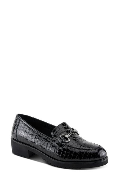 Shop Spring Step Hylen Platform Bit Loafer In Black Croco Patent