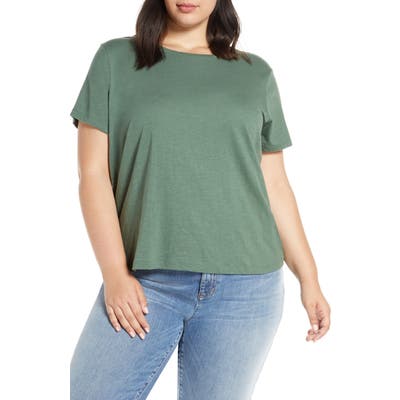 Plus Size Eileen Fisher Organic Cotton Tee, Green