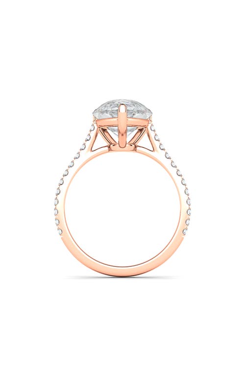 Hautecarat Pear Cut Pavé Lab Growndiamond Ring In 2.50 Ctw 18k Rose Gold