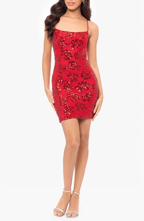 Blondie Nites Floral Sequin Minidress In Red