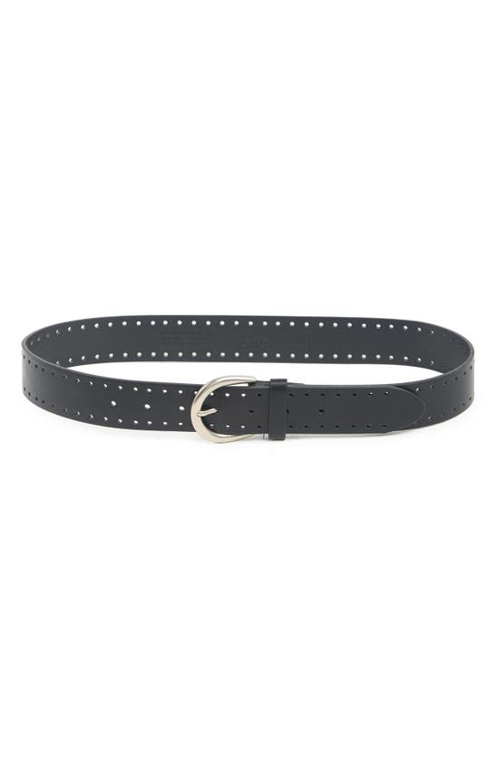 Jessica Simpson Perforated On Edge Faux Leather Belt In Black