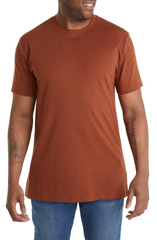 Shop Johnny Bigg Essential Crewneck Curve Hem Cotton T-shirt In Sienna