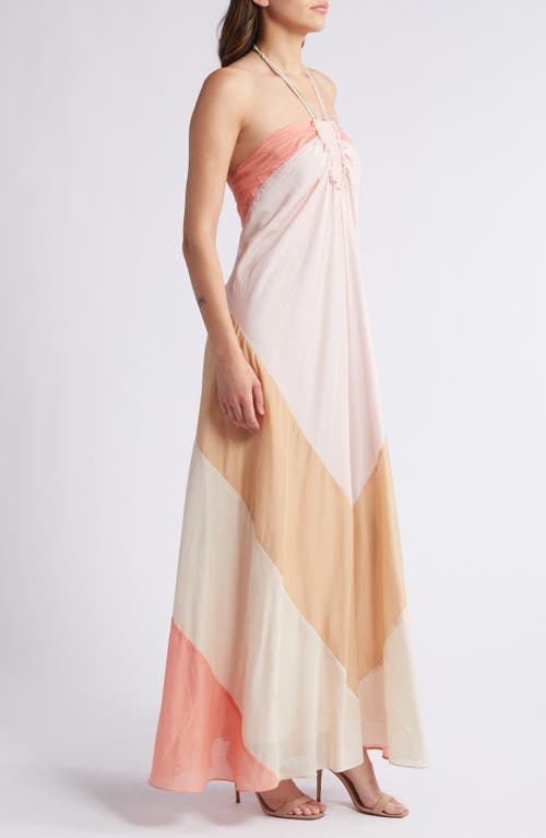 XIRENA XÍRENA MAYLA CHEVRON HALTER COTTON & SILK MAXI DRESS 