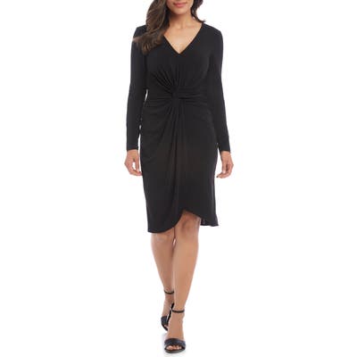 Karen Kane Meghan Long Sleeve Faux Wrap Dress, Black
