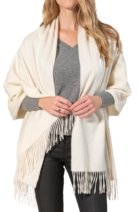Amicale Cashmere Woven Wrap In Ivory